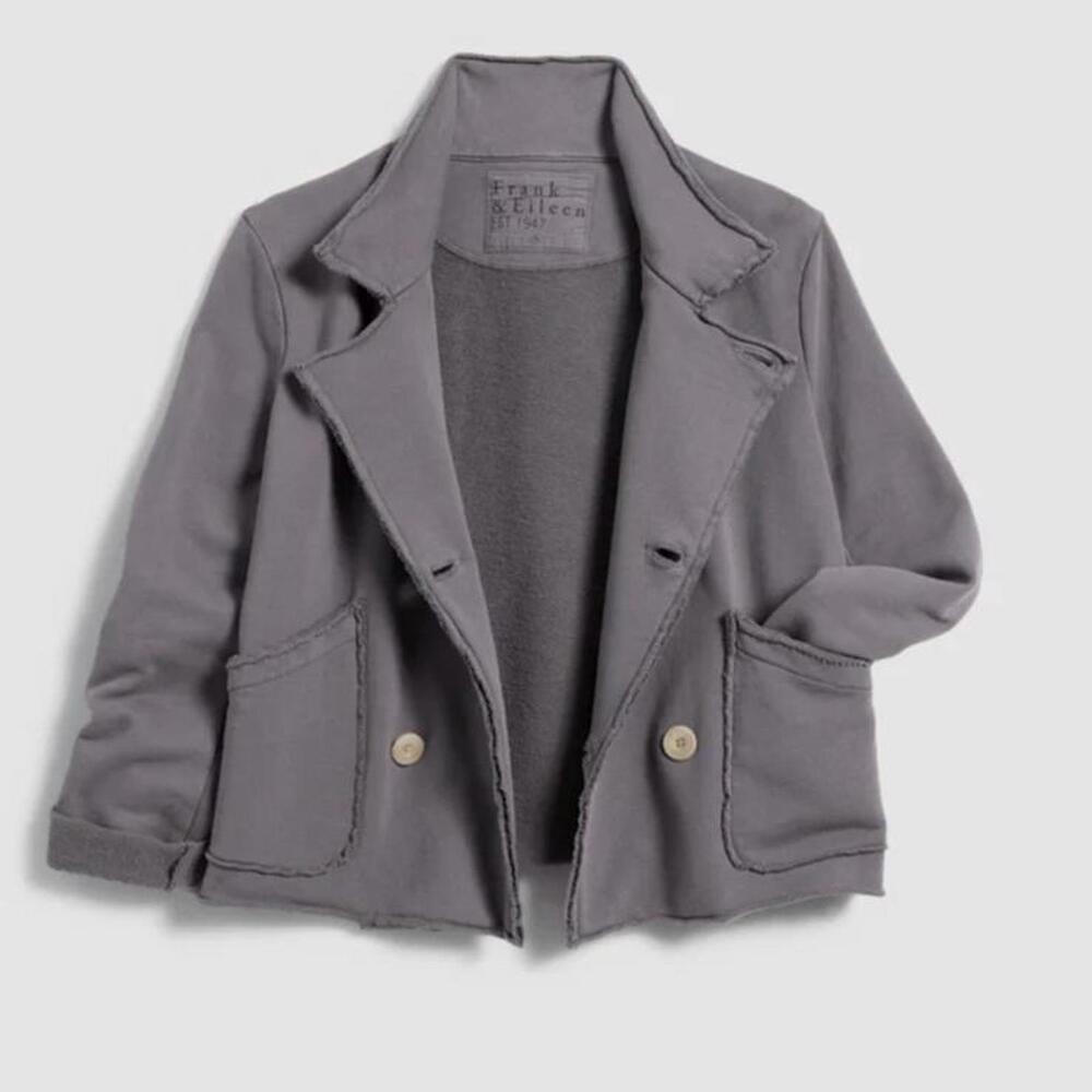 Frank & Eileen Mini Belfast Crop Knit Peacoat In Elephant Women’s size Medium - Picture 12 of 15